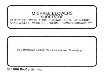 1986 ProCards Jamestown Expos #1 Mike Blowers Back