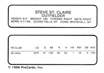 1986 ProCards Jamestown Expos #24 Steve St. Claire Back