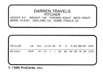 1986 ProCards Jamestown Expos #26 Darren Travels Back