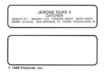 1986 ProCards Jamestown Expos #6 Jerome Duke Back