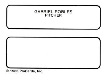 1986 ProCards Kinston Eagles #20 Gabriel Robles Back