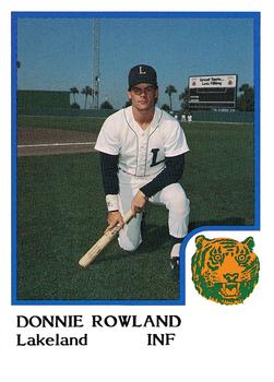 1986 ProCards Lakeland Tigers #NNO Donnie Rowland Front