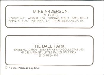 1986 ProCards Little Falls Mets #NNO Mike Anderson Back