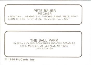 1986 ProCards Little Falls Mets #NNO Pete Bauer Back