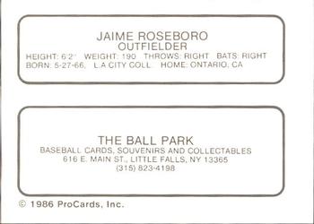 1986 ProCards Little Falls Mets #NNO Jaime Roseboro Back