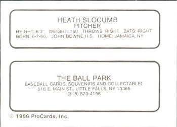 1986 ProCards Little Falls Mets #NNO Heathcliff Slocumb Back