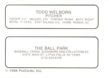 1986 ProCards Little Falls Mets #NNO Todd Welborn Back