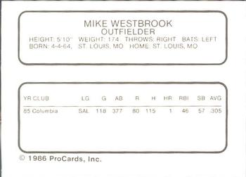 1986 ProCards Lynchburg Mets #NNO Mike Westbrook Back