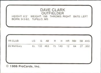 1986 ProCards Maine Guides #NNO Dave Clark Back