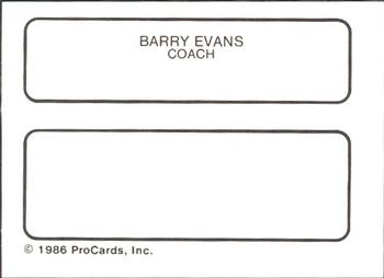 1986 ProCards Maine Guides #NNO Barry Evans Back