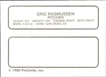 1986 ProCards Miami Marlins #21 Eric Rasmussen Back