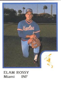 1986 ProCards Miami Marlins #22 Elam Rossy Front