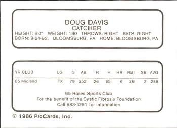 1986 ProCards Midland Angels #NNO Doug Davis Back