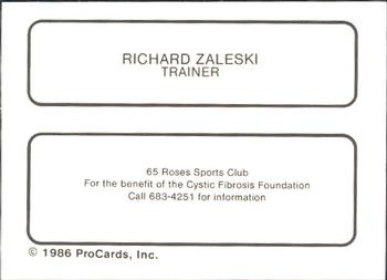 1986 ProCards Midland Angels #NNO Richard Zaleski Back