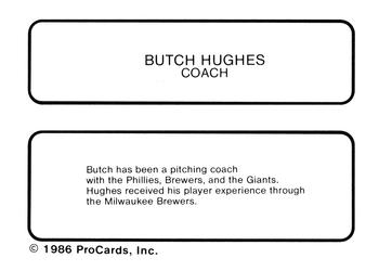 1986 ProCards Modesto A's #NNO Butch Hughes Back
