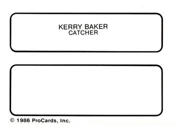 1986 ProCards Nashua Pirates #2 Kerry Baker Back