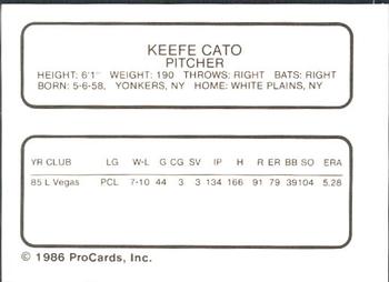 1986 ProCards Omaha Royals #NNO Keefe Cato Back