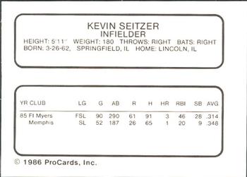 1986 ProCards Omaha Royals #NNO Kevin Seitzer Back