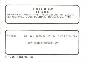 1986 ProCards Omaha Royals #NNO Theo Shaw Back