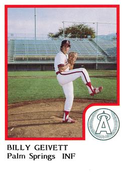 1986 ProCards Palm Springs Angels #15 Billy Geivett Front
