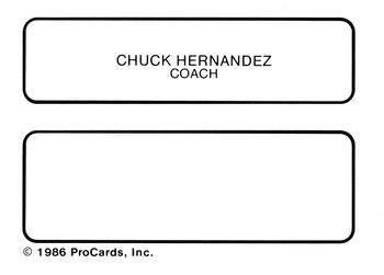 1986 ProCards Palm Springs Angels #17 Chuck Hernandez Back