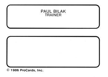1986 ProCards Palm Springs Angels #4 Paul Bilak Back