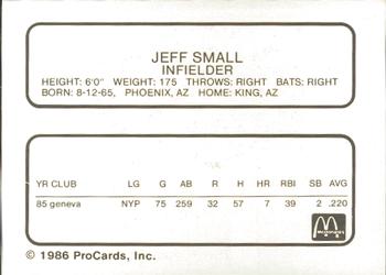 1986 ProCards Peoria Chiefs #NNO Jeff Small Back