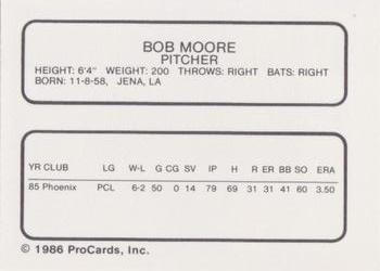1986 ProCards Phoenix Firebirds #NNO Bob Moore Back