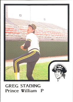 1986 ProCards Prince William Pirates #25 Greg Stading Front