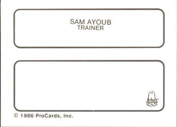 1986 ProCards Richmond Braves #1 Sam Ayoub Back
