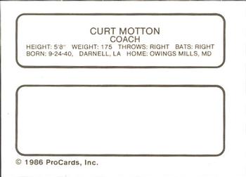 1986 ProCards Rochester Red Wings #NNO Curt Motton Back
