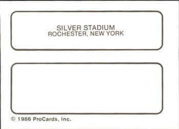 1986 ProCards Rochester Red Wings #NNO Silver Stadium Back