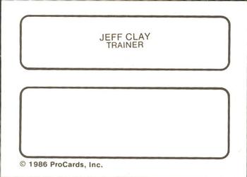 1986 ProCards Salem Red Birds #4 Jeff Clay Back