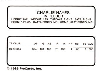 1986 ProCards Shreveport Captains #11 Charlie Hayes Back