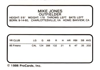 1986 ProCards Shreveport Captains #12 Mike Jones Back