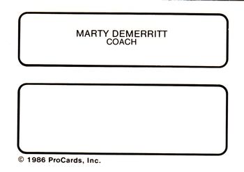 1986 ProCards Shreveport Captains #6 Marty DeMerritt Back