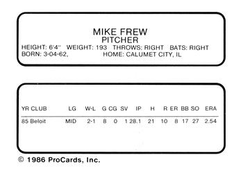 1986 ProCards Stockton Ports #8 Mike Frew Back