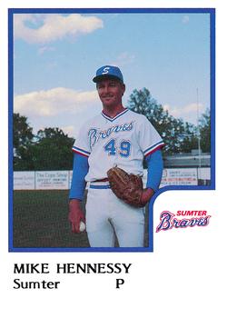 1986 ProCards Sumter Braves #9 Mike Hennessy Front