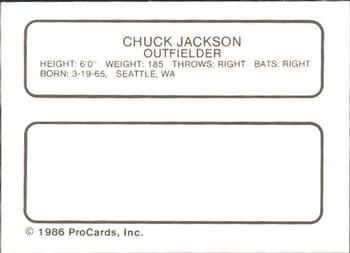 1986 ProCards Tucson Toros #8 Chuck Jackson Back