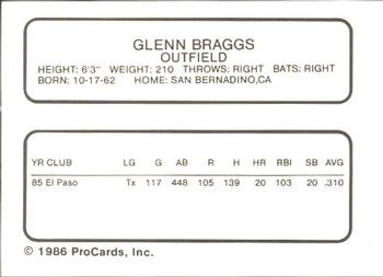 1986 ProCards Vancouver Canadians #5 Glenn Braggs Back