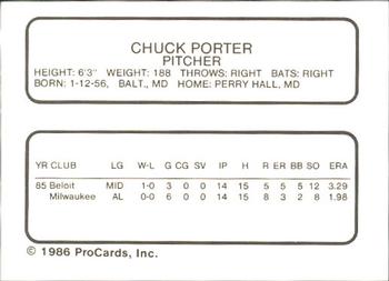 1986 ProCards Vancouver Canadians #22 Chuck Porter Back
