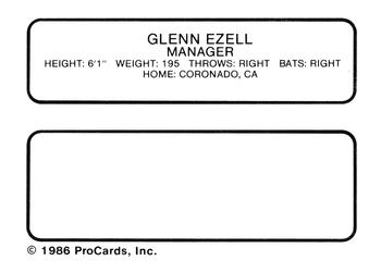 1986 ProCards Ventura Gulls #NNO Glenn Ezell Back