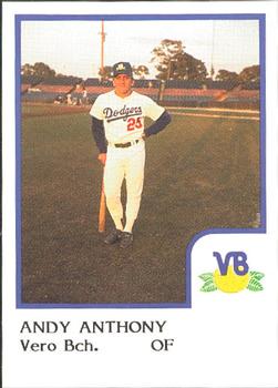 1986 ProCards Vero Beach Dodgers #1 Andy Anthony Front