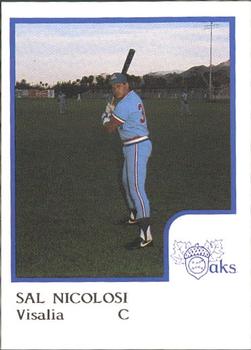 1986 ProCards Visalia Oaks #13 Sal Nicolosi Front