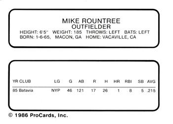 1986 ProCards Waterloo Indians #23 Mike Rountree Back