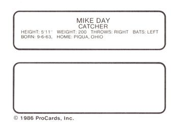 1986 ProCards West Palm Beach Expos #11 Mike Day Back