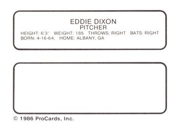 1986 ProCards West Palm Beach Expos #13 Eddie Dixon Back
