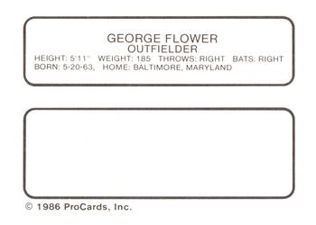 1986 ProCards West Palm Beach Expos #16 George Flower Back
