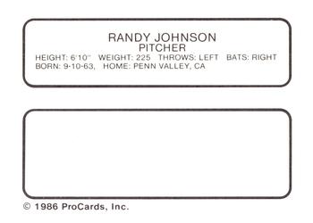 1986 ProCards West Palm Beach Expos #21 Randy Johnson Back
