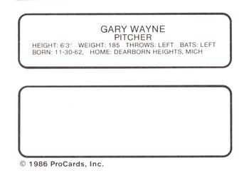 1986 ProCards West Palm Beach Expos #27 Gary Wayne Back